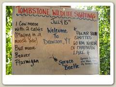 Wildlife sightings sign in town