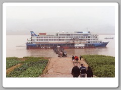 Returning to our boat after an evening in Zigui City