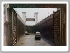 Going through one of the river locks