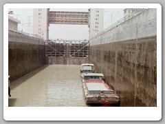 Going through one of the river locks