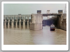 Going through one of the river locks