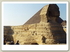 The Sphinx behind the pyramids