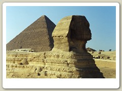 The Sphinx behind the pyramids