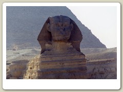 The Sphinx behind the pyramids