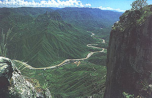 Urique River and the town of Urique below